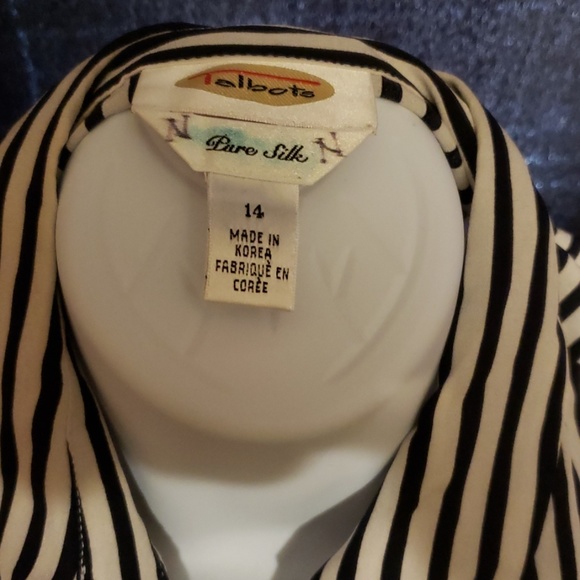 Talbots Striped Button Silk Blouse Size 14 - Picture 3 of 4